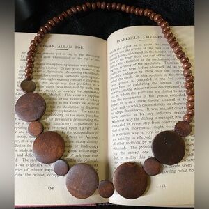 NEW women’s brown bead wood necklace boho style